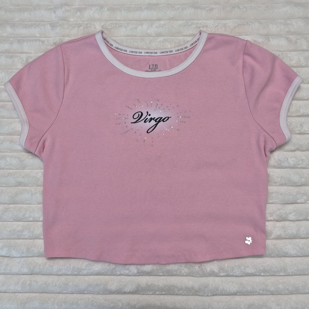 Limited Too Girls Large Pink Princess Virgo Shirt
